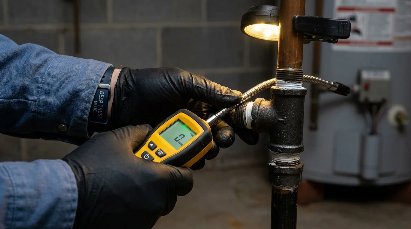 Gas leak detection with electronic sniffer by Johns Plumbing LLC in Tucker