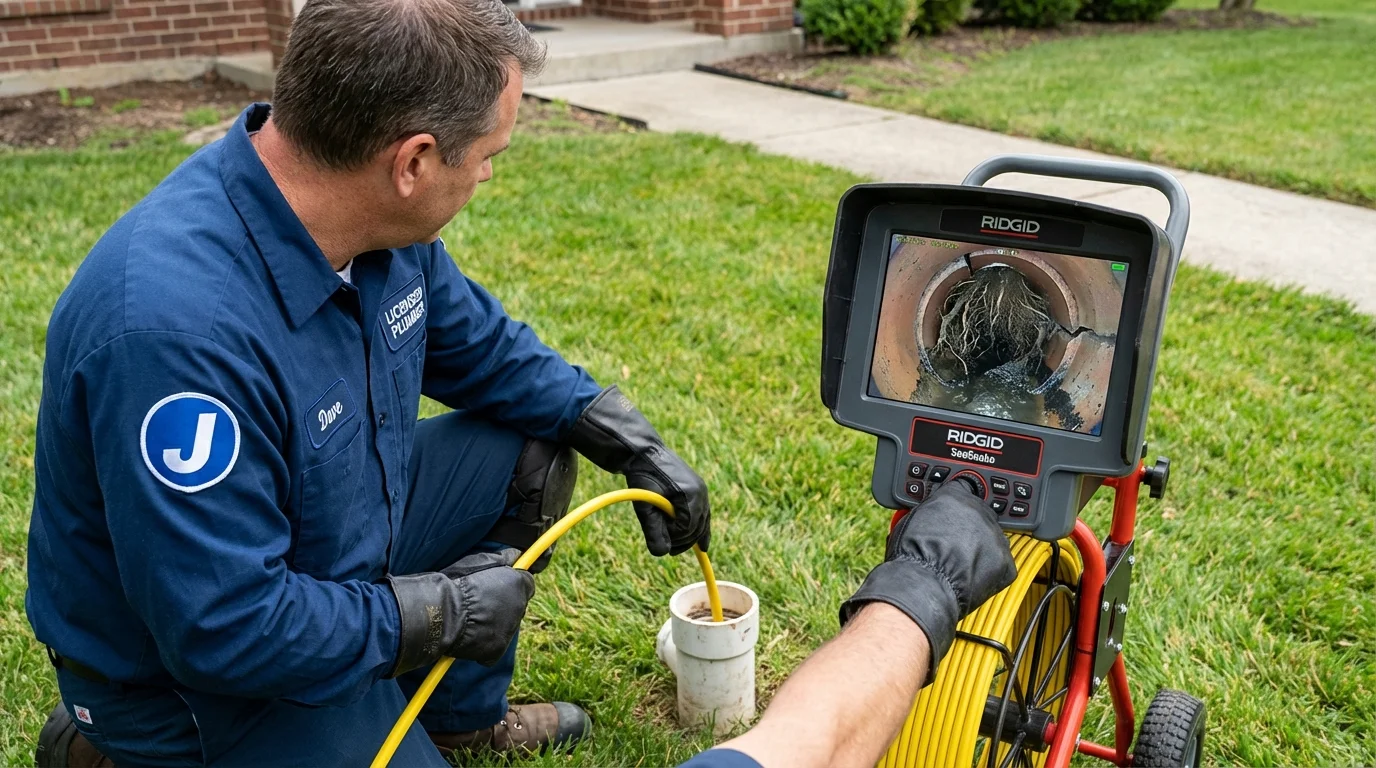 Sewer camera inspection being performed by Johns Plumbing LLC in Tucker