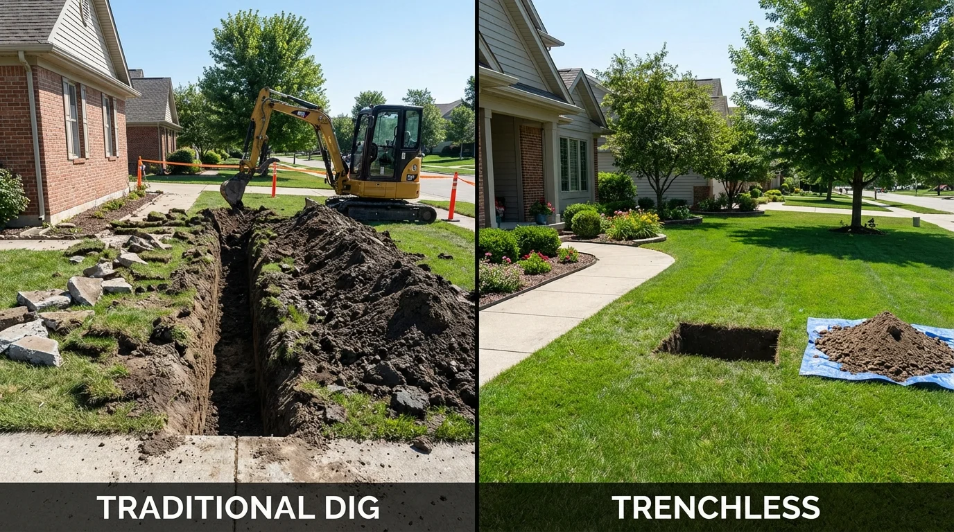 Trenchless sewer repair with minimal yard damage versus traditional excavation in Tucker, GA